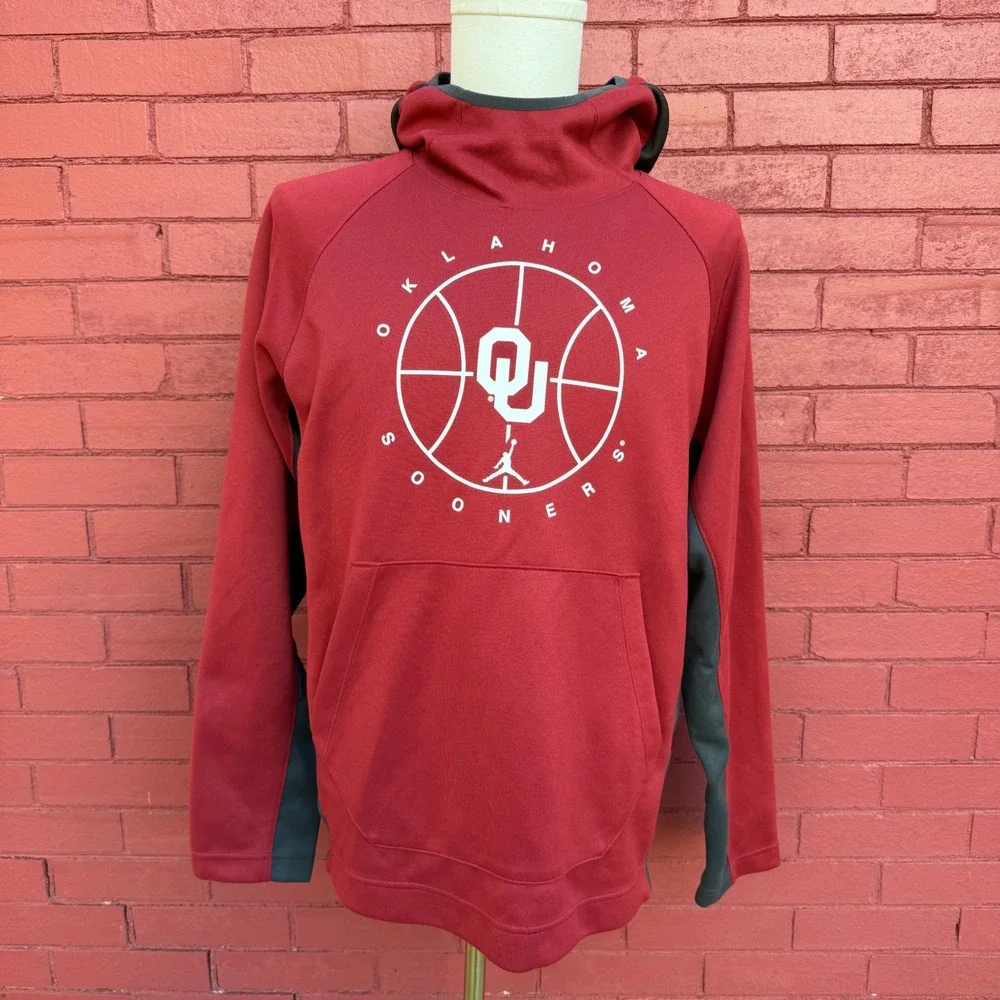 Jordan Oklahoma Sooners‎ Basketball Jumpman Hoodie Pullover Mens Medium Maroon
